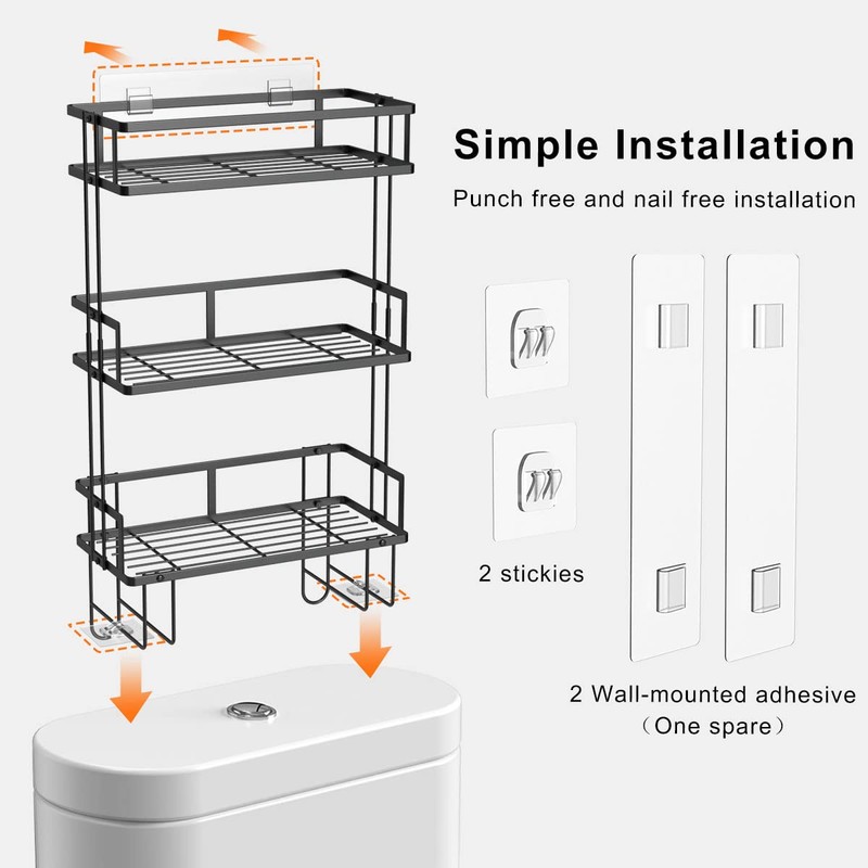 FLOLXNB Over The Toilet Storage Shelf, 3-Tier Bathroom Storage Organizer