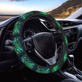 Neukim Green Dragonfly Steering Wheel Covers Anti-Slip Elasticity Car Accessories Steering Wheel Protector Universal 15 Inch for Cars SUV Vehicle Truck