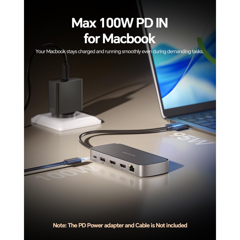 PULWTOP MacBook Pro Docking Station Dual Monitor 4K@60Hz for MacBook