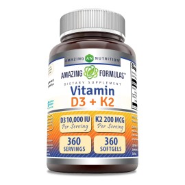 Amazing Formulas Vitamina D3 10000 Iu + K2 200 Mcg
