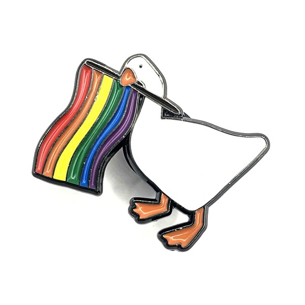 Honk Goose LGBT Gay Pride Bandiera Evil Meme Gioco Divertente Metallo Smalto Pin Badge LGBTQ+, Metallo