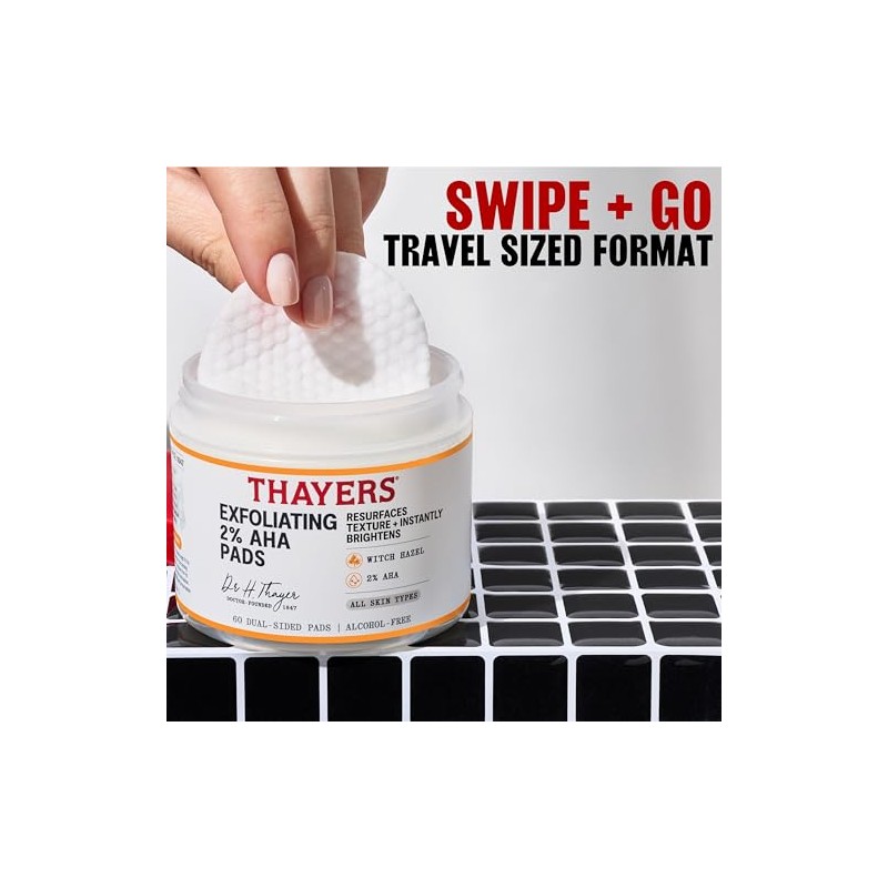 Thayers Exfoliating AHA Toner Pads for Radiant Skin