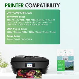 inkalfa 64XL 64 Black and Color Ink Cartridge Combo Pack for HP Ink 64 XL for HP Printers Envy Photo 7855 7155 7858 7800 Inspire 7900e 7955e 7255e Tango (2-Pack,Black,Tri-Color)