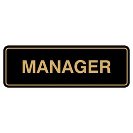 Standard Manager - Placa decorativa para puerta y pared, Black/gold, 2-3/4" x 7" - Medium