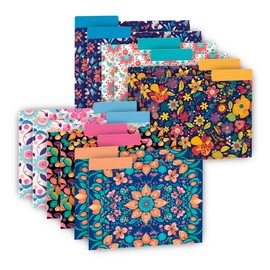 MARBOL Stores 12pcs Decorative File Folders Letter Size, Office folders Decorative, Decorative Manila 1/3 Cut tap, File folders Decorative, Cute Folders with Colorful Floral William Morris Patterns