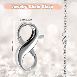 Chain Clasp, 1.8 cm Bracelet Clasps Sterling Silver 925, Clasp Jewellery Double Carabiner, Necklace Lobster Clasp for Chains Jewellery Connecting