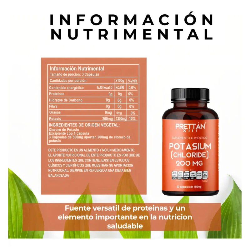 Cloruro Potasio 200mg Cápsulas Prettán Suplemento Deportivo