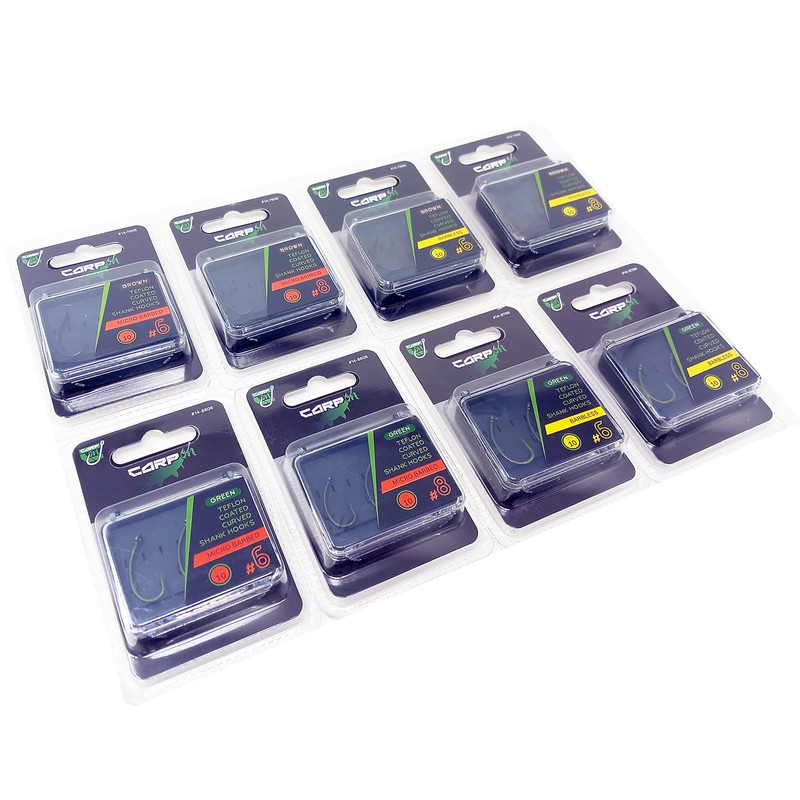 Carp On - Packs of 10 CURVED SHANK Fishing Hooks