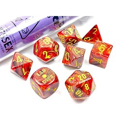Underworld Vortex Dice with Yellow Numbers 7+1 Dice Set 16mm (5/8in) Limited Edition Lab Dice Chessex