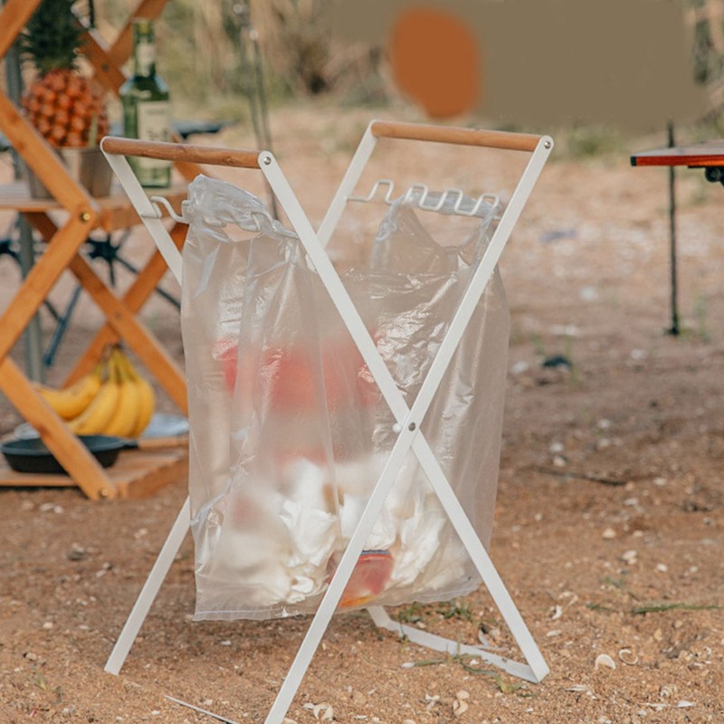 Trash Bag Holder Metal Garbage Bag Holder Portable Outdoor Leaf
