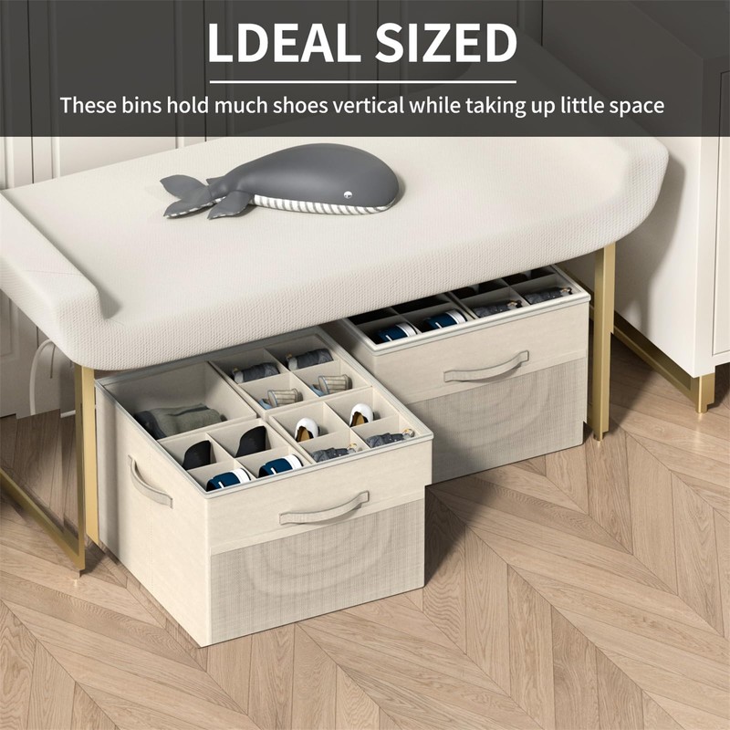 Aokeyee Shoe Organizer for Closet,Foldable Shoe Storage Organizer Box Bin