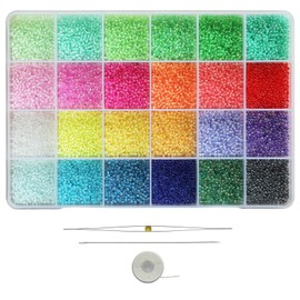 Bala&Fillic 2mm Size Almost Uniform Colors Lined Glass Seed Beads About 20000pcs Rainbow Colors Seed Beads 12/0 Crystal Seed Beads for Jewelry Making (About 850pcs/Color, 24 Colors)