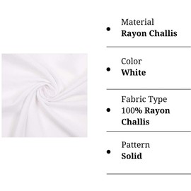 FabricLA Rayon Challis Fabric | 58" Width (2 Yard, White)