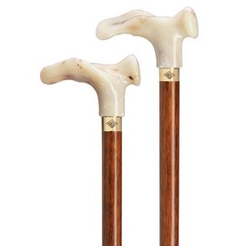 Right Hand Cane with White Acrylic Comfort Handle on Hardwood Shaft