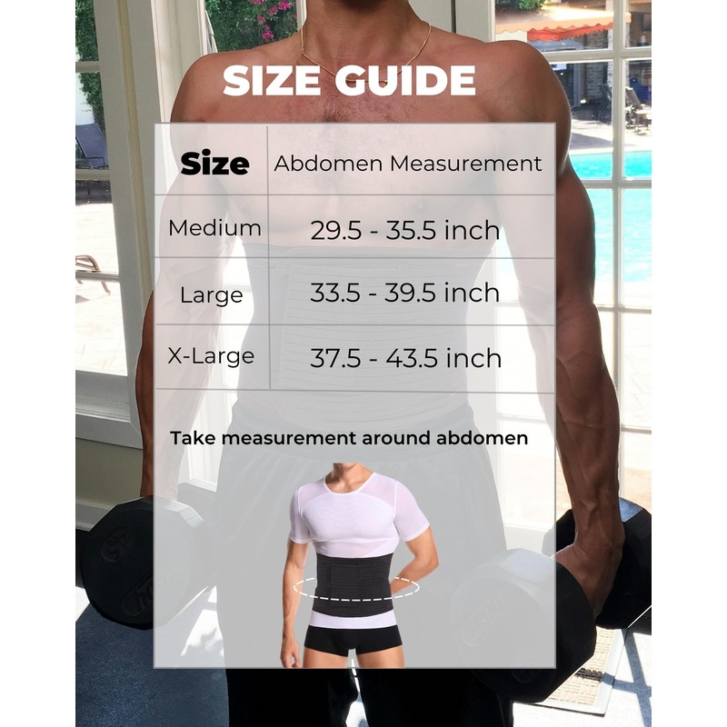 Reian Men's Abdominal Binder for Post Surgery,Compression Wrap Abdomen Waist