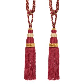 PATIKIL Curtain Tassel Tiebacks, 2 Pack 28" Gourd Shape Curtain Holdbacks Rope with Tassel, Handmade Tie Backs Window Drapery Decorative Rope for Home, Cafe, Office, Red