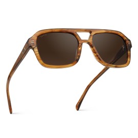 WearMe Pro - Retro-Inspired Square Double Bridge Aviator Women's Sunglasses, Oversized Frame with Polarized UV Protection