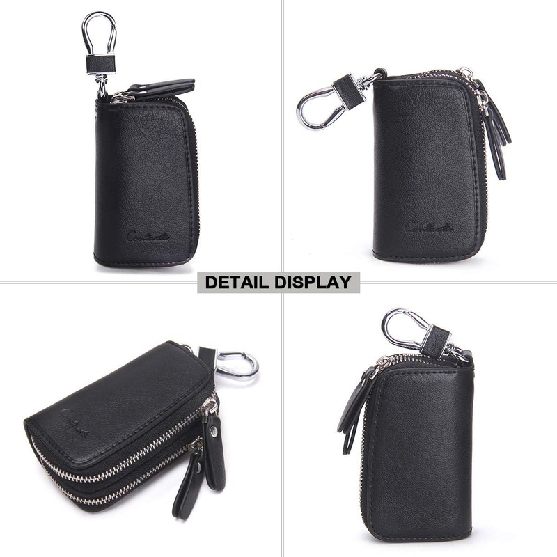 CONTACTS Estuche de cuero para llaves de coche con doble