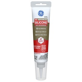 GE Advanced Silicone Caulk for Kitchen & Bathroom, Clear, 2.8 fl oz Tube, 1 Pack - 100% Waterproof Silicone Sealant, 5X Stronger Adhesion, Shrink & Crack Proof