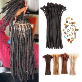 Orientdreads Afro kinky Loc Extensions Human Hair 0.4cm 0.6cm 0.8cm Thickness Natural Black Human Hair Dreadlock Extensions for Man/Women Full Head Handmade Permanent loc Extensions Bundles Can Be Dyed Bleached Curled and Twisted (8in 40 strands, Natural