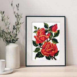 Collection D'Art Flowers Orange Roses Tapestry Kit, 100% Cotton, Multi-Colour, 20 x 25 x 0.1 cm