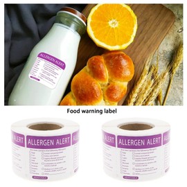 Be In Your Mind 2 Rolls with 1000Pcs Food Aller-gen Stickers Food Allergy Warning Labels Aller-gen Safety Stickers Accessories for Kitchen