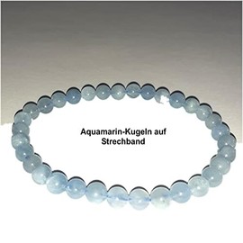 Perlen Stein Armband, Aquamarin Kugel Armband 6 mm, Edelstein Armschmuck