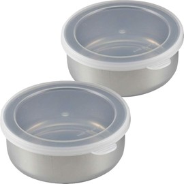 Shimomura Planning 42500 Storage Containers, Set of 2, Round, 3.9 inches (10 cm), Made in Japan, Convenient for Preparing, Rust Resistant, Temporarily Storage, Includes Lid, Condiments, Divided Bowl,