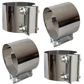 Exhaust Band Clamps 4 Inch Butt Joint Exhaust Pipe Muffler Band Clamp 304 Stainless Steel(4 Pack 4" Butt Lap Joint Exhaust Clamp)