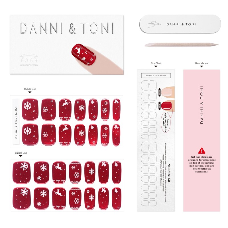 Semi Cured Gel Nail Strips Christmas Reindeer Snowflake Gel Nail