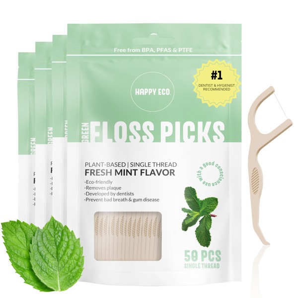 Biodegradable Floss Picks (200pcs) - Natural, Vegan, Sustainable, Reusable Dental