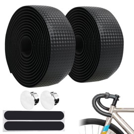 QTMMC Road Bike Handlebar Tapes Bicycle Bar Tape Cycling Handle Bar Tape Bike Handle Foam Grip Straps Bicycle Breathable Wraps with 2pcs Bar End Plugs Carbon Pattern Black