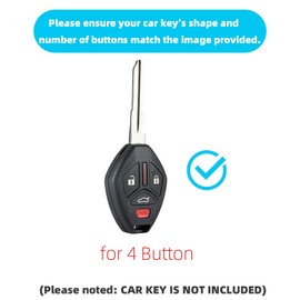 ATFIGII Key Fob Cover Compatible with Mitsubishi Lancer Eclipse Spyder Endeavor Galant Mirage Outlander Sport 2007-2015 Case Protector Car Key Chain Holder 4 Button Silver Black
