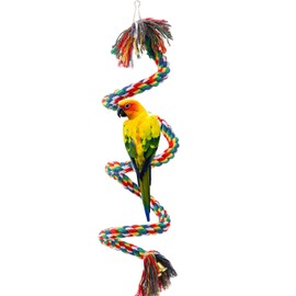 TogyGooty 79'' Bird Perch,Bird Rope Perch & Birds Swing Set,Bird perches for cage,Rope Perch for Conures,Parrots,Cockatiel,Lovebird,Budgerigar,Parakeet perches for cage
