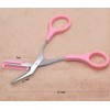Pink Eyebrow Trimmer Scissors with Comb Non Slip Finger Grips