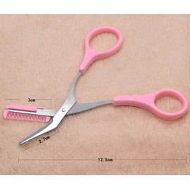 Pink Eyebrow Trimmer Scissors with Comb Non Slip Finger Grips Eyebrow Shear Scissor Beauty Tools Accessories for Women Men