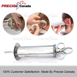 PRECISE CANADA: Chrome Plated Ear & Bladder Syringe - 2 OZ. Ear Syringe