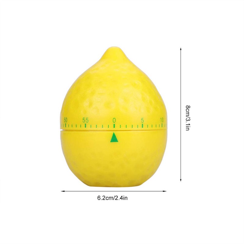 Fruit Mechanical Kitchen Timer, Lemon Shape 360 Degree Rotating Cooking