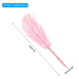 PATIKIL Feather Ballpoint Pen, 3Pcs Fluffy Vintage Feather Quill Pen Refined Plated Rod Wedding Signature Pens for Office Wedding Party Birthday, Light Pink/Pink