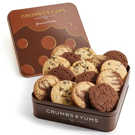 Mothers Day Cookies Gift Basket – Gourmet Assorted Cookies Tin with Marbel, Chocolate Chip and Brownie Flavors – Assorted Food Gift Box for Fathers Day, Mothers Day, Family, Sympathy, Men & Women.