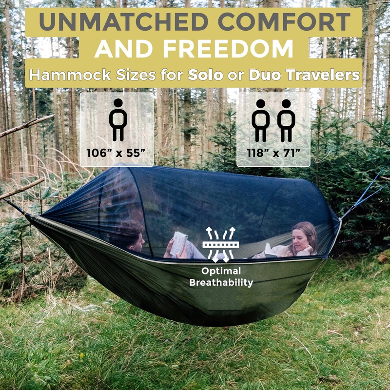 Miztli Camping Hammock -Portable Hammock w/Spacious Net & Tree Straps