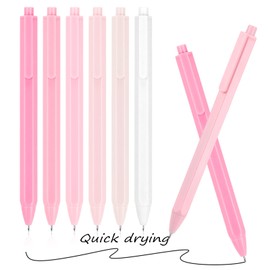 Dacono Aesthetic Ballpoint Pens - （Macaron Pink） Pastel Roller Ball Pens, 0.5mm Retractable Gel Ink Pens | Black Ink | Cute Ball Point Pen - Pack of 5