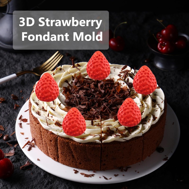 Large 3D Strawberry Silicone Mold Vivid Strawberry Fruit Chocolate Candy