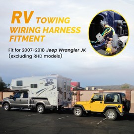 Oyviny 58903 Custom 4 Pin RV Dinghy Towing Wiring Harness Kit for 2007-2018 Jeep Wrangler JK, RV Flat-Towing Wiring Pure Copper Wires