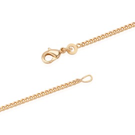 NKlaus 5555 Curb Chain Necklace 925 Silver Yellow Gold Plated 50 cm Width 2.0 mm, Brass