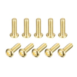 sourcing map Brass Machine Screws, M3x10mm Phillips Pan Head Fastener Bolts for Furniture, Office Equipment, Electronics 12Pcs