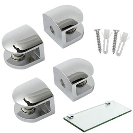 Glass Shelf Brackets, 4pcs Glass Shelf Support Adjustable Glass Clamps Wall Mounted Metal Glass Clamp, Shelf Support Wall Mounted Adaptive 5-8MM Thickness Glass