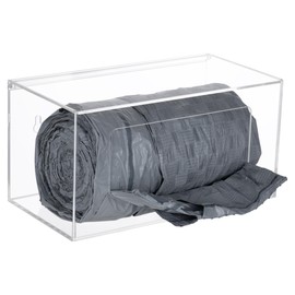 Heyrelda Acrylic Trash Bag Storage Dispenser with Lid, Garbage Bag Dispenser Roll Holder Under Sink, Wall Mounted 13 Gallon Trash Bag Holder Dispenser Organizer Under Sink for Kitchen Cabinet, Clear