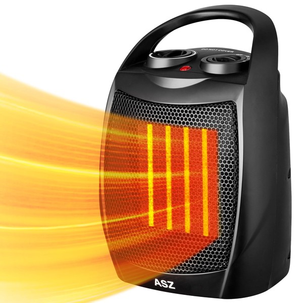 ASZ Small Ceramic Space Heater Corded Electric, 750W/1500W Safe Heat