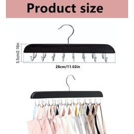 1 Pack Wooden Belt and Tie Rack with,16 Hooks Belt Hanger Wooden Belt Rack,for Belt ，Scarf, Tank Top（ Black）